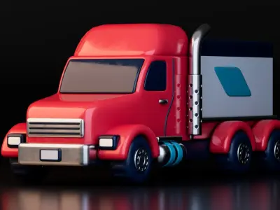 Low Poly Cartoon Trailer Trucks Low-poly 3D model