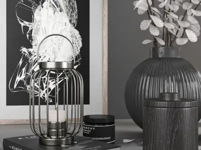 decorative set with white flower 3D model