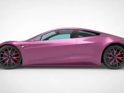 Tesla Roadster 2020 pink Low-poly 3D model