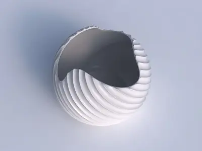 Bowl Spheric wavy with extruded vertical lines 2 3D print model