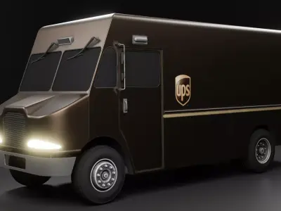 Ups Van Low-poly 3D model
