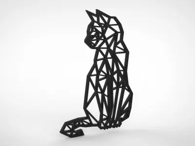 Cat Line Art Wall Decor 3D print model