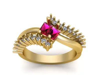 Stylish Women Diamond Ring 3d printable Model 3D print model