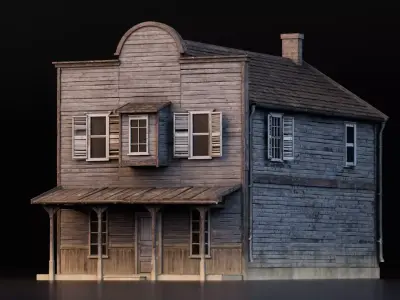 Old Wooden Western House Low-poly 3D model