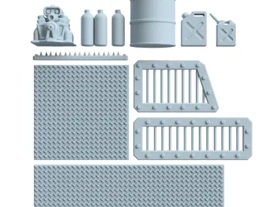 Scale Post-Apocalyptic Car Kitbashing Tabletop Bits 3D print model