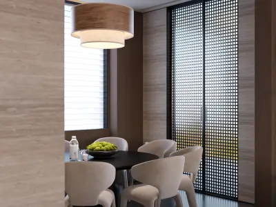 Minimalist Luxury Dining and Living Room Interior Scene 3D model