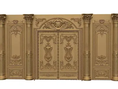 Classic Door Royal style gold plated 1 3D model