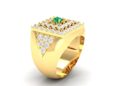 Luxury Square Diamond Ring for Men 185 3D print model