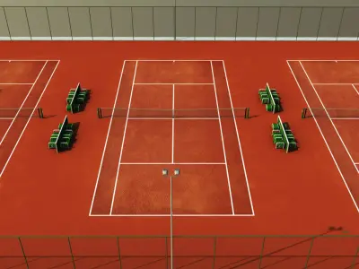 Multi tennis court stadium arena pack 3D model