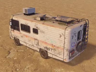 POST-APOCALYPTIC DERELICT RV Low-poly 3D model