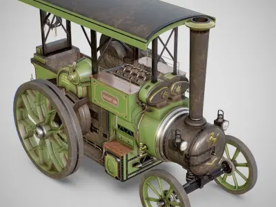 Steam Tractor - Aveling Barford Low-poly 3D model