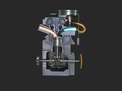 Engine Inline Four-Cylinder Gasoline Engine 3D model