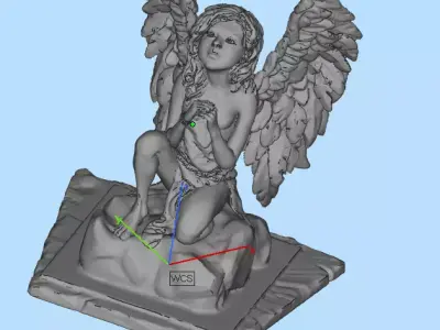 girl with angel wings 3D print model