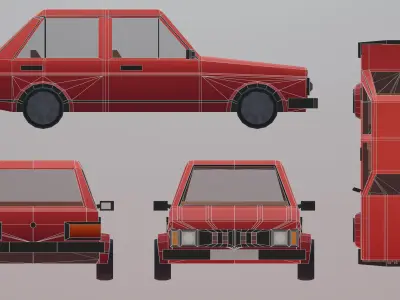 Low poly car model with various modifications Low-poly 3D model