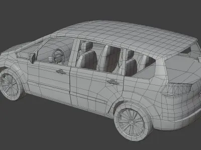Generic Minivan Car With Interior Lowpoly 3D Model Low-poly 3D model