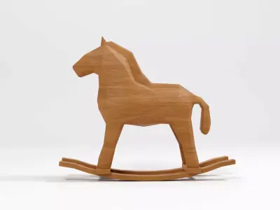 Wooden horse toy 3d model Low-poly 3D model