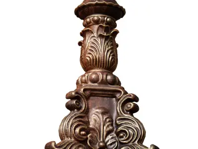 Wooden Classic Rustic Carved Dinner square Coffee Table 3D model