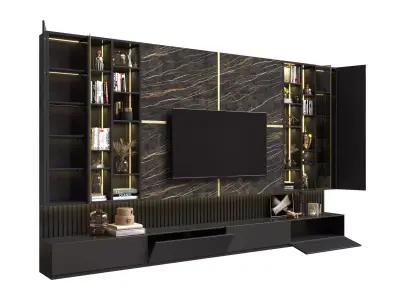 Modern Luxury TV Wall Unit 3D Model 3D model