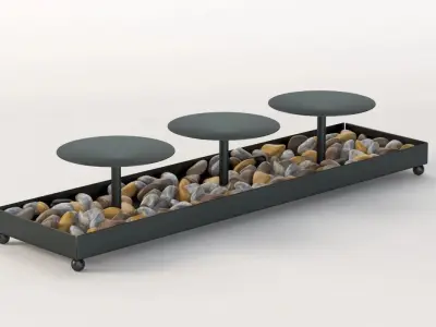 Kole Decorative Metal Candle Holder And Stones Set 3D model