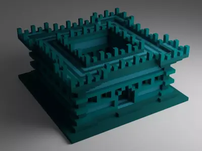 Voxel castle Free 3D model