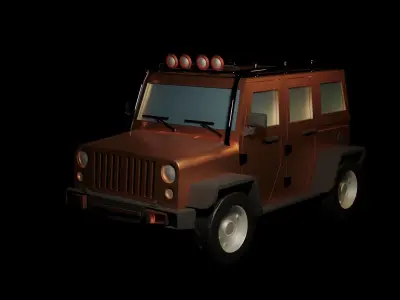 Jeep cartoon style Low-poly 3D model