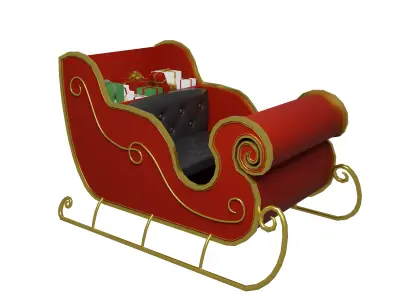 Santa sleigh Low-poly 3D model