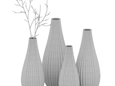 Matte vase with wavy buds 3D model