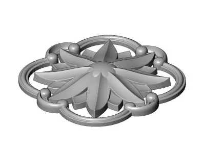 Rounded square carved scroll frame and faceted rosette relief 3D print model