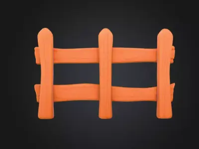 Wooden Cartoon Fence Low-poly 3D model