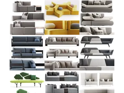 Sofas 3d models collection 10 pieces
