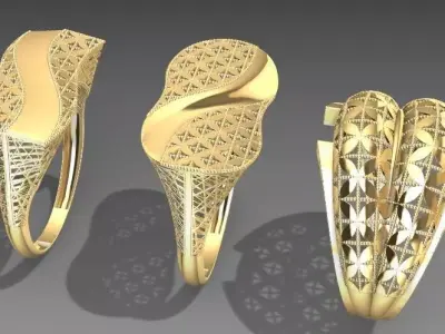 Architectural Filigree Ring Collection  STL Files 3D print model
