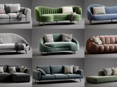 Sofa Collections of 10 unique models for Unreal Engine 4 Low-poly 3D model