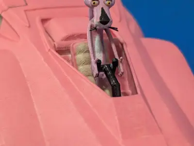 Pantera Rosa coche para impresion STL Pink Panther Car Model 3D print model