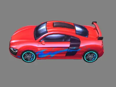 Cartoon sports car - red Low-poly 3D model