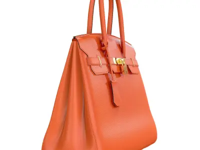 Hermes Birkin Bag Orange Leather Low-poly 3D model