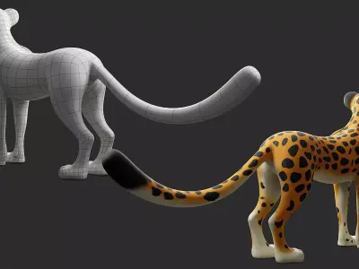 Stylized Cheetah Low-poly 3D model