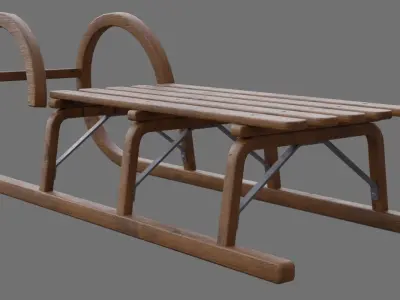 Sled 2A Low-poly 3D model