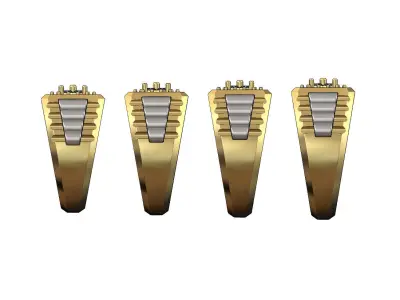 Square presidential link inserts diamond ring US sizes 7to10 3D print model