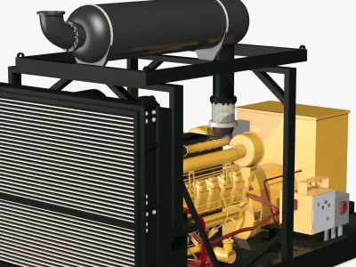 Yellow Industrial Generator Model 3D model