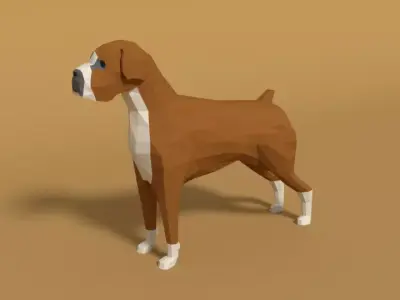 Low Poly Cartoon Boxer Dog Low-poly 3D model