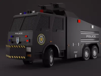 Police Water Cannon Truck Lowpoly 3D Model 3D model