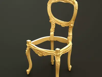 Classic Baroque Style Wooden Chair Base for CNC 3D model