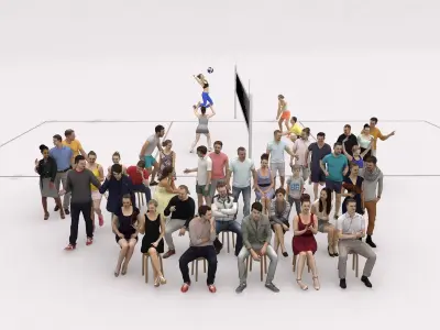 40x  Crowds Scanned Sports  Summer Casual  Sitting People  Low-poly 3D model
