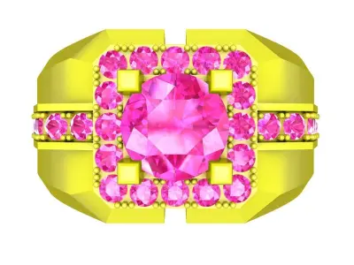 A7427 Korean Style Diamond Men Ring 3D print model