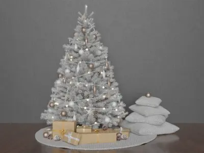 High quality WHITE Christmas tree set pack  14 3D model