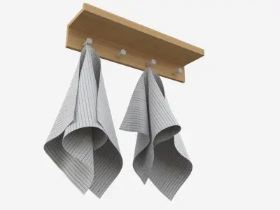 Wall Shelf Rack with Towels 3D model