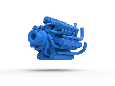 Engine 42 cylinder for Pulling tractor Scale 1 to 25 3D print model