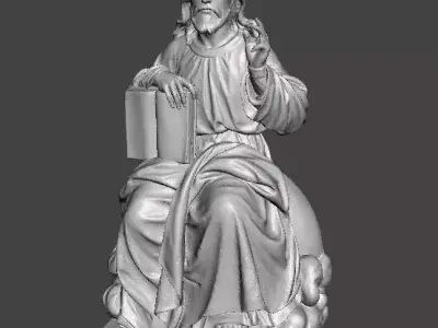 JESUS CHRIST SITTING WITH HOLY BIBLE RELIGIOUS STATUE ART 3D print model