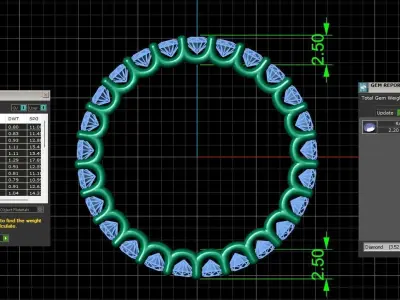 U Shaped Eternity Ring 2 point 2 mm stone size swiss 9 and EU49 3D print model