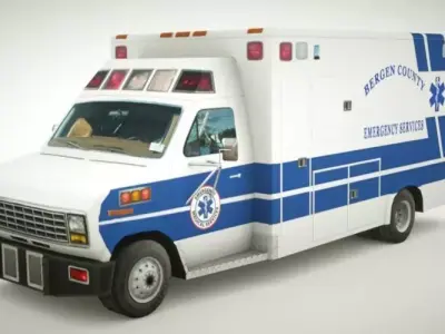 Ambulance v11 old style Low-poly 3D model